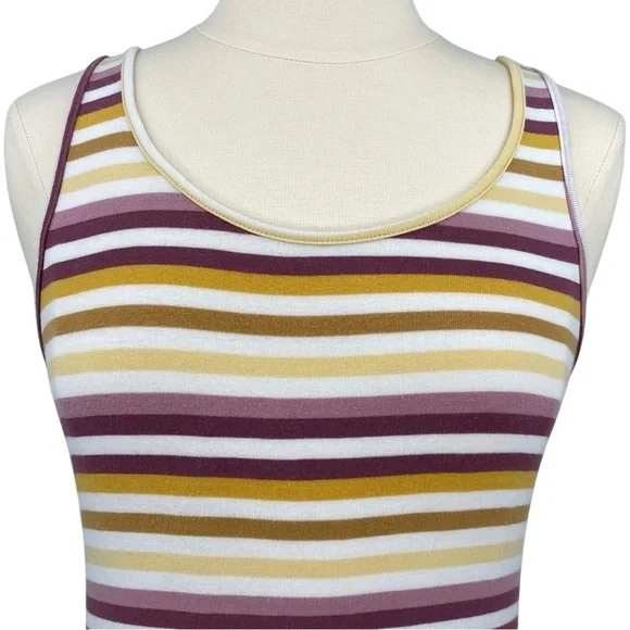 A New Day Yellow and Purple Striped Target Classic Casual Scoop Neck Tank Top - Picture 2 of 13